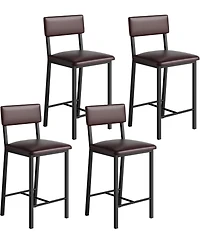 gaomon 2 Sets of 4 Bar Stools Sponge Leather Soft Cushion Barstools with Backrest and Footrest, Counter Height for Kitchen and Dining
