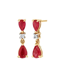 Macy's Ruby (1-5/8 ct. t.w.) & Diamond Accent Drop Earrings in 10k Yellow Gold