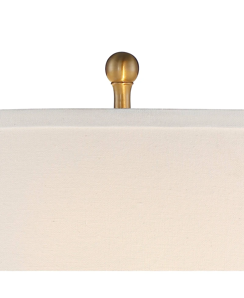 Vienna Full Spectrum Rolland Traditional Table Lamp with Square Riser 31 1/2" Tall Antique Brass Crystal 2 Light Off Drum Shade for Living Room