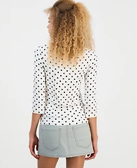 Self Esteem Juniors' Polka Dot Boat-Neck 3/4-Sleeve Tee