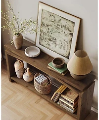 Tribesigns Solid Wood Sofa Table, 63" Console Table, Wood Entryway Table with Lower Storage Shelf, Modern Farmhouse Long Behind Couch Table