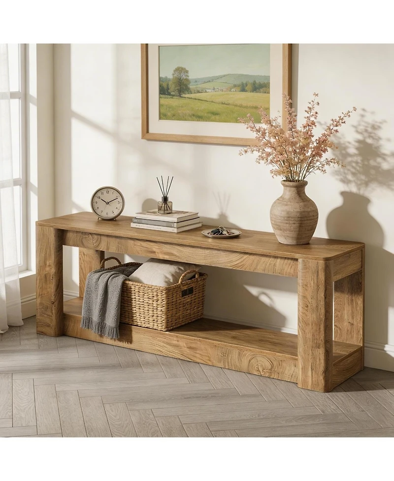 Tribesigns 63" Farmhouse Console Table, Narrow Long Entryway Table with Low Storage Shelf