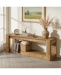 Tribesigns 63" Farmhouse Console Table, Narrow Long Entryway Table with Low Storage Shelf