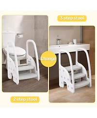 homfan 3 Step Toddler Step Stool with Handles, Lightweight Non-Slip Standing Helper for Bathroom, Kitchen and Potty Training