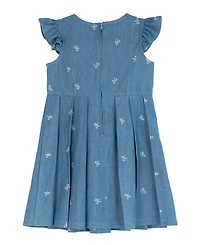 Rare Editions Girls' 2T-6x Demin Bow Pleated Dress with Bag