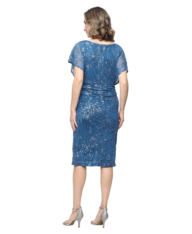 Sl Fashions Women's Embroidered Crewneck Dress