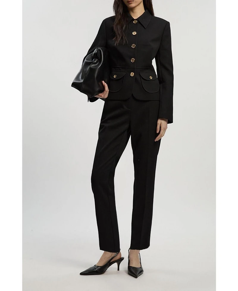 Karen Millen Women's Textured Straight Leg Trousers