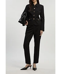 Karen Millen Women's Textured Straight Leg Trousers