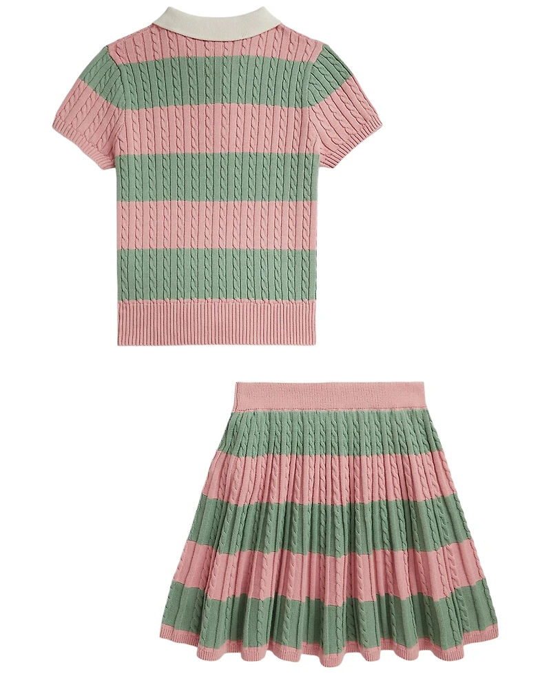Polo Ralph Lauren Girls' 7-16 Short-Sleeve Sweater and Skirt, 2-Piece Set
