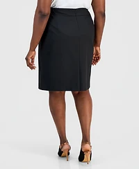 Kasper Plus Washable Bi-Stretch Knee-Length Pencil Skirt