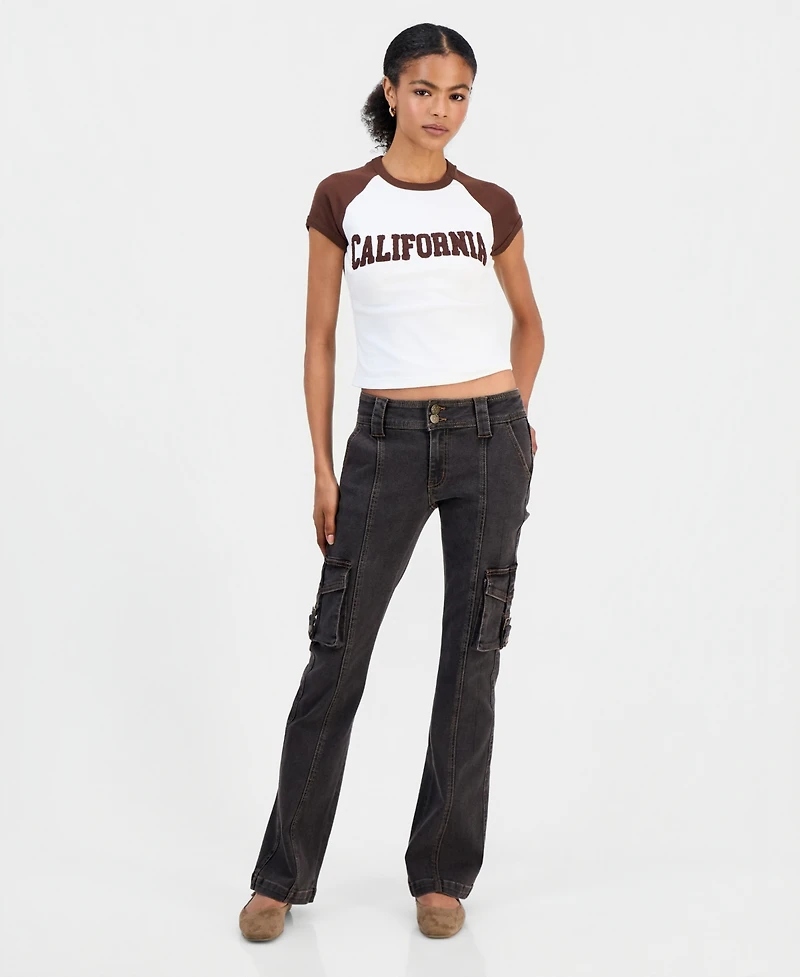 Dollhouse Juniors' Low-Rise Cargo Jeans