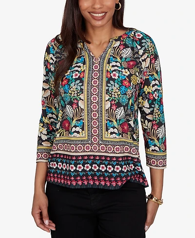 Ruby Rd. Petite Paradise Tropic Print Knit Top