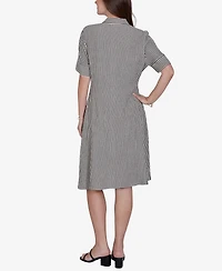 Ruby Rd. Petite Striped Gauze Tie Waist Shirt Dress