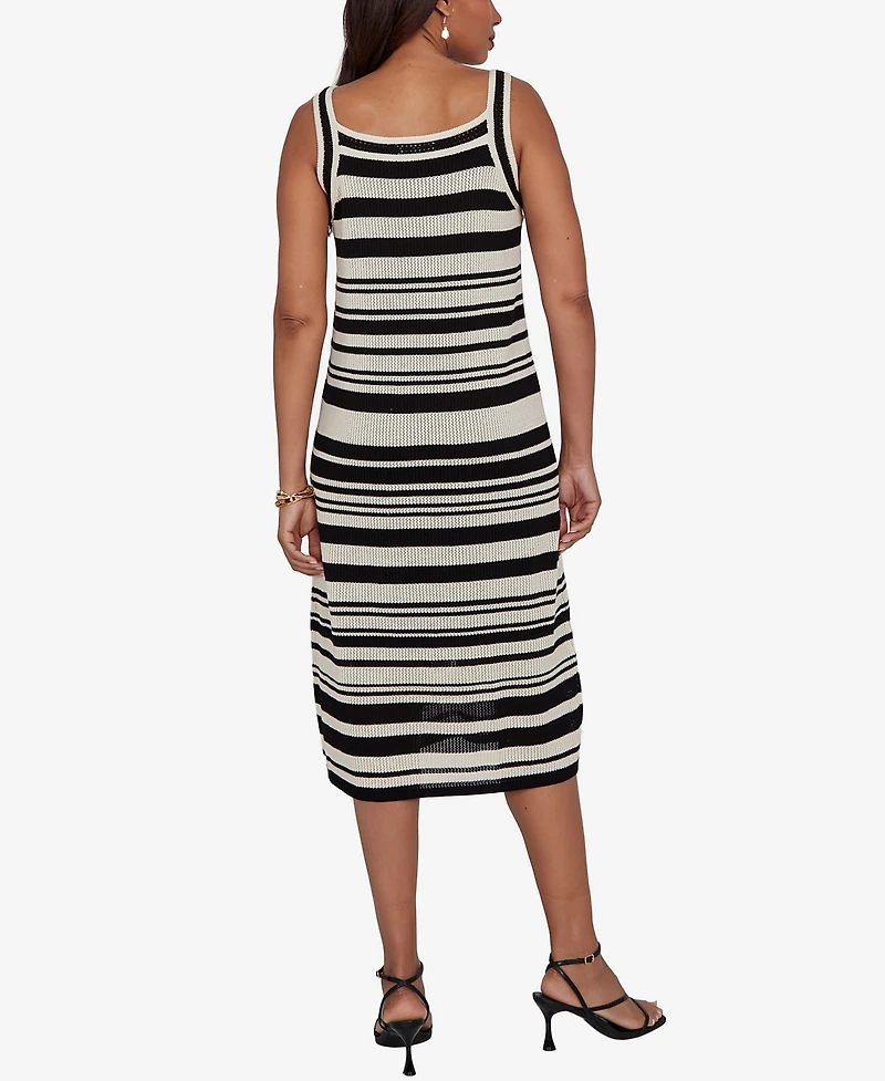 Ruby Rd. Petite Striped Mesh Sleeveless Sweater Dress