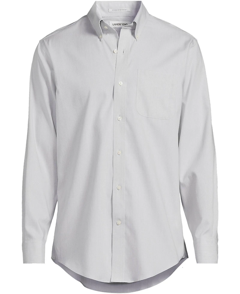 Lands' End Men's Traditional Fit Solid No Iron Supima Pinpoint Buttondown Collar Dress Shirt