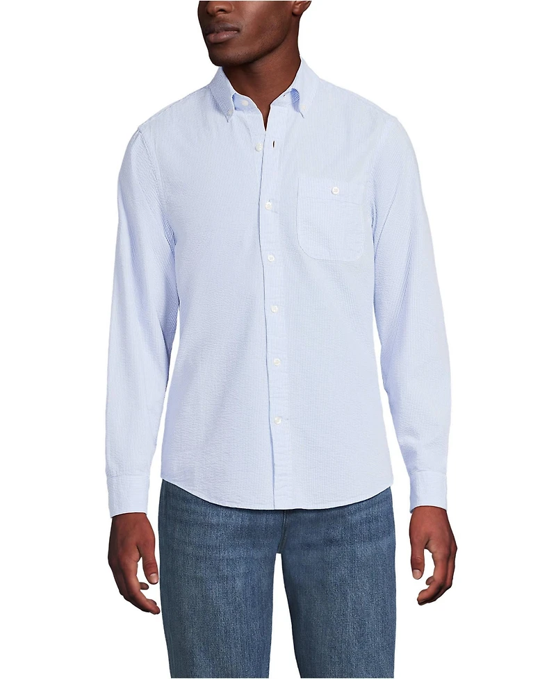 Lands' End Big & Tall Long Sleeve Seersucker Shirt