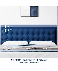 gaomon Platform Bed with Adjustable Linen Button Tufted Headboard, Noise-Free Design and No Box Spring Needed