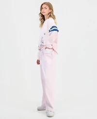 Madden Girl Juniors' Wide Fleece Contrast-Waist Sweatpants