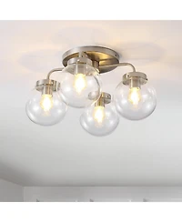 Piper Farmhouse Rustic Iron/Glass Led Semi Flush Mount
