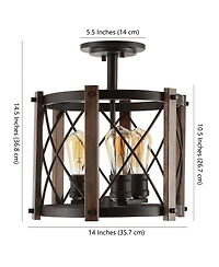 Ferme Iron Rustic Farmhouse Led Flush Mount