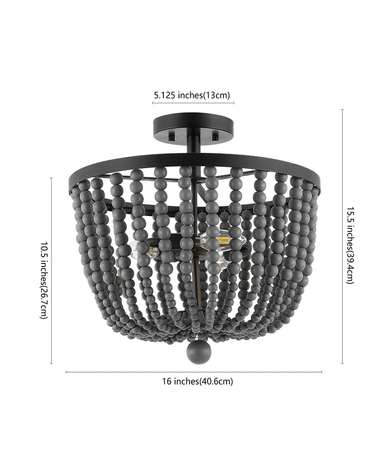 Jonathan Y Drift Wood Bead Bohemian Farmhouse Iron Led Semi Flush Mount