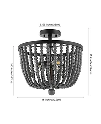 Jonathan Y Drift Wood Bead Bohemian Farmhouse Iron Led Semi Flush Mount