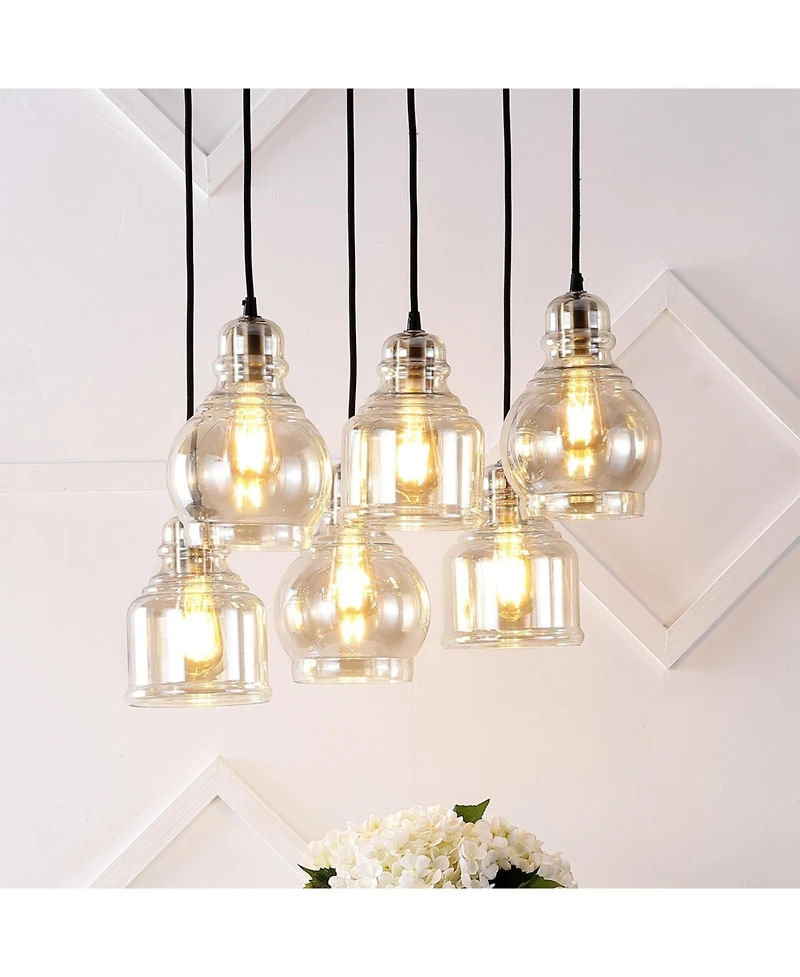 Sydney Bohemian Farmhouse Iron/Glass Cluster Led Pendant