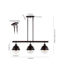 Caleb Industrial Farmhouse Iron/Glass Linear Led Pendant