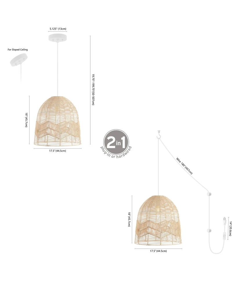 Sofia Farmhouse Coastal Rattan Led Pendant