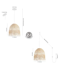 Sofia Farmhouse Coastal Rattan Led Pendant
