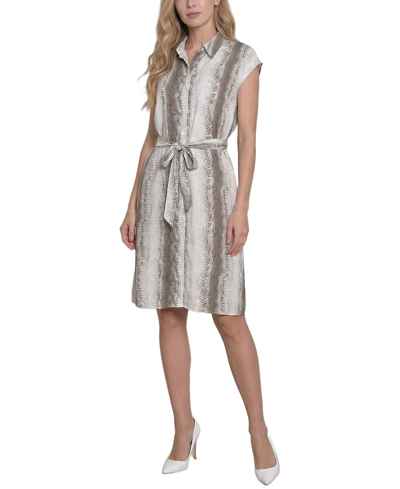 Ny Collection Women's Sleeveless Belted Dress