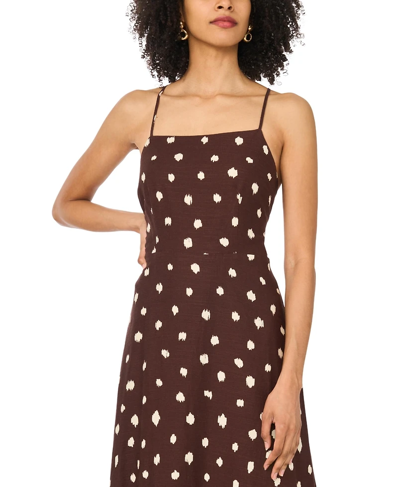 1.state Women's Linen Blend Printed Maxi Dress