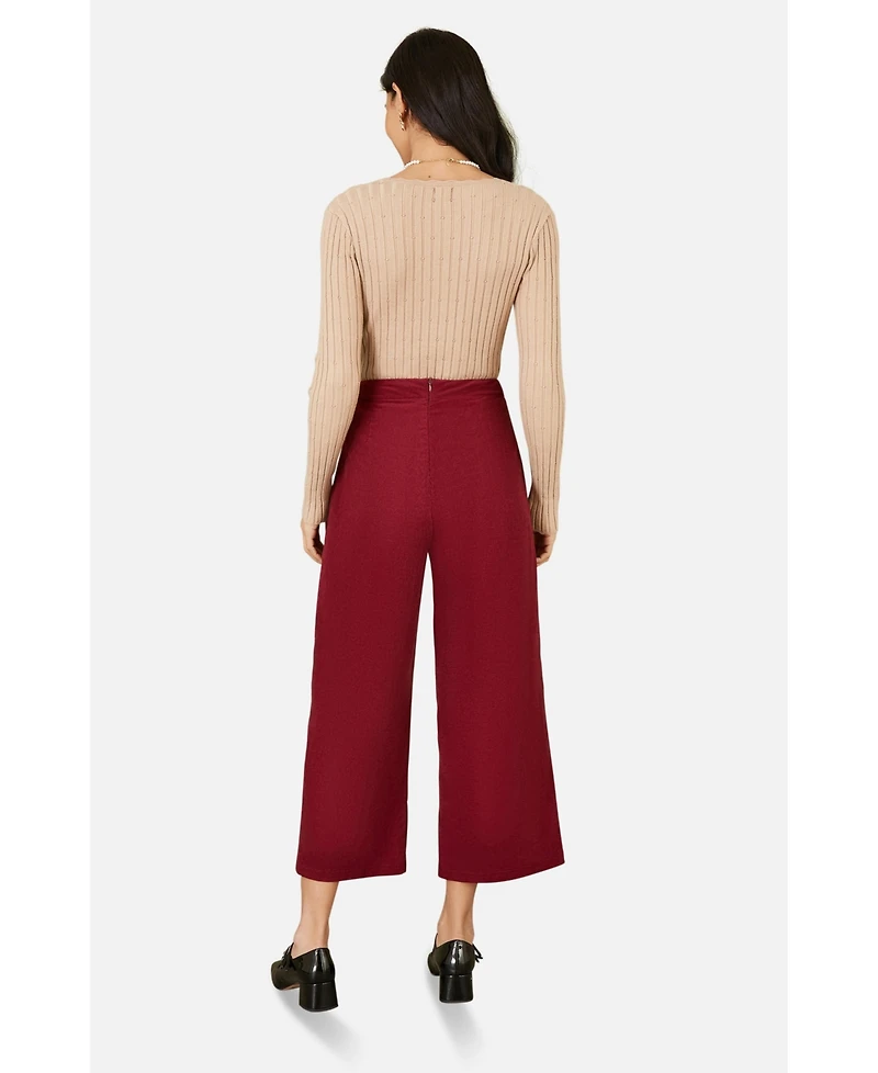 Yumi Women's Cord Cropped Wide Leg Pants