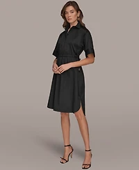 Donna Karan Weekend Women's Collared Drawstring Waist Dress