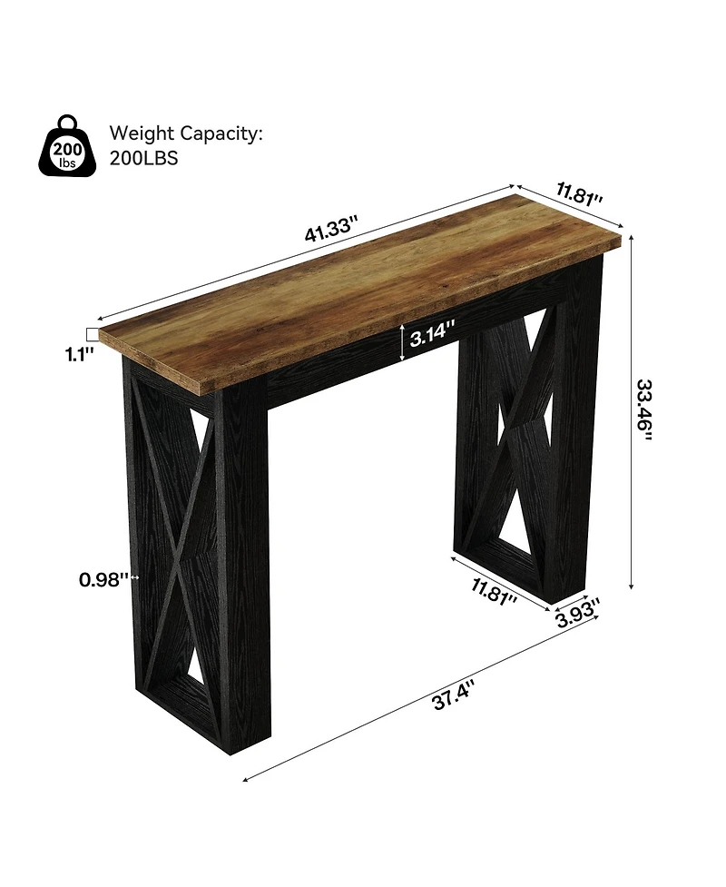 Tribesigns 41.3" Console Table, Farmhouse Entryway Table with X-Frame Base, Narrow Sofa Table