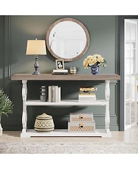 Tribesigns 55'' Long Console Table, 3 Tier Wood Accent Entry Table, Farmhouse Sofa Table with Storage Shelves