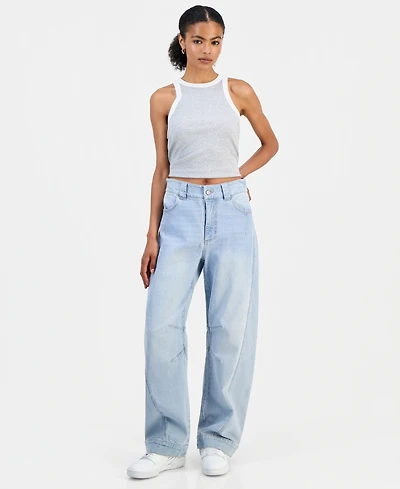 Tinseltown Juniors' Wide Barrel-Leg Jeans