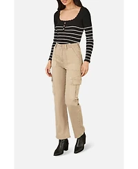 Yumi Women's High Waist Utility Stretch Cargo Pants