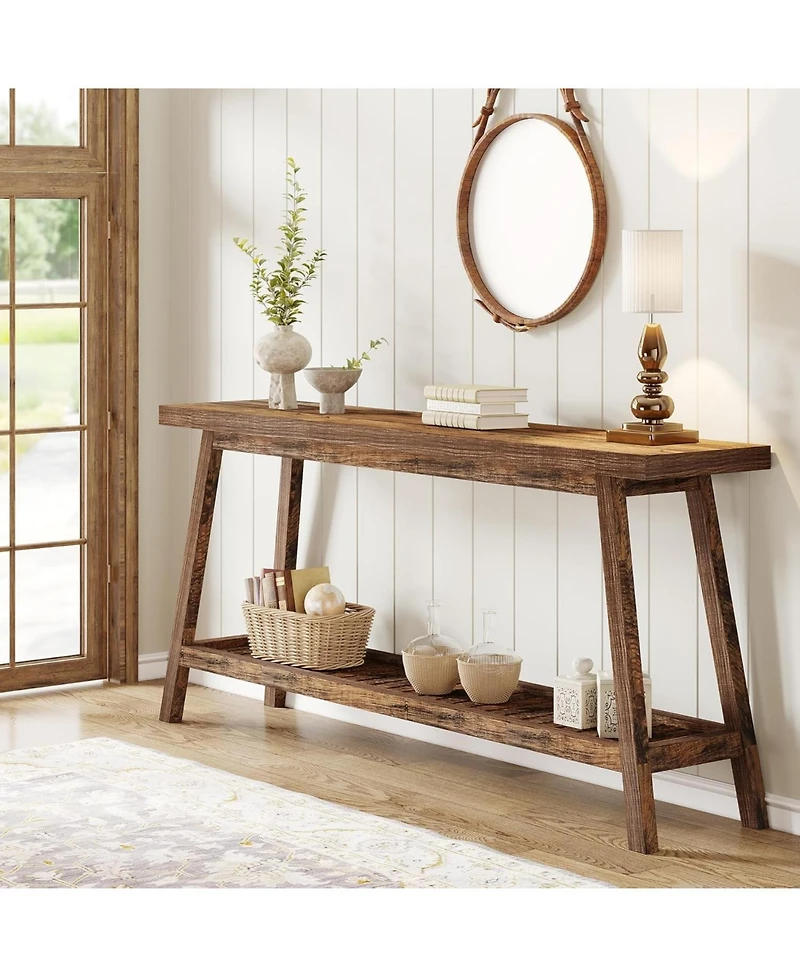 Tribesigns 70.86-Inch Console Table for Entyrway, Farmhouse 2-Tier Entry Entrance Table, Narrow Long Sofa Table