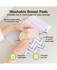 KeaBabies 14pk Organic Nursing Pads, Washable Breast Pads + Wash Bag, Reusable Nipple