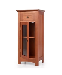 sumyeg Bathroom Freestanding Storage Cabinet with Single Glass Door
