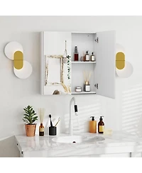 sumyeg Double Door Bathroom Wall Cabinet with Mirror and Adjustable Shelf