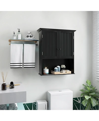 sumyeg 2-Door Wall Mount Bathroom Storage Cabinet with Open Shelf