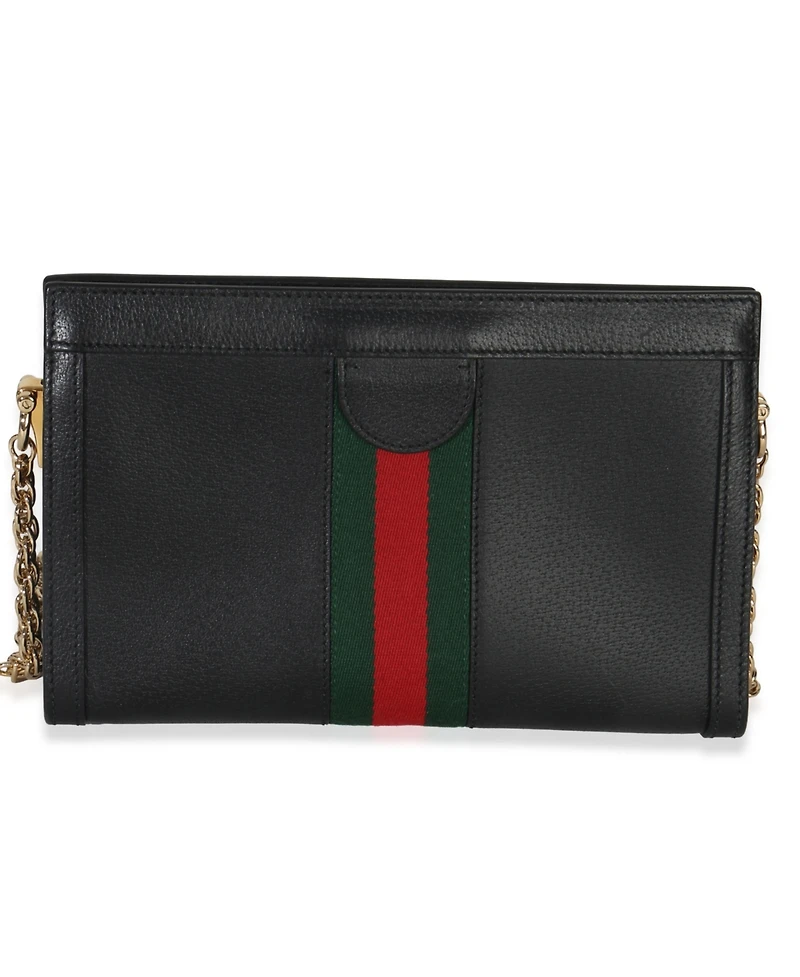 Pre-Owned Gucci Black Calfskin Gg Ophidia Small Web Chain Bag