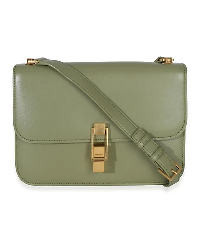 Pre-Owned Saint Laurent Light Green Smooth Calfskin Le Carre Satchel