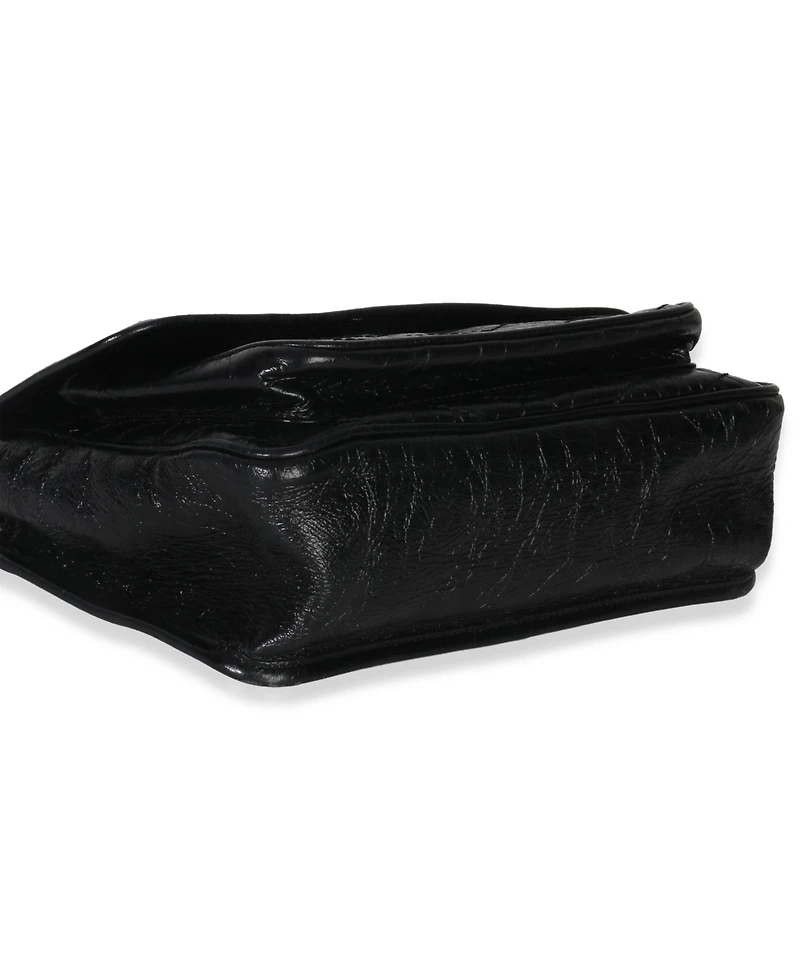 Pre-Owned Saint Laurent Black Crinkled Calfskin Matelasse Medium Niki Chain Satchel