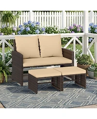Slickblue Patio Wicker Furniture Set 3 Piece with Soft Cushions