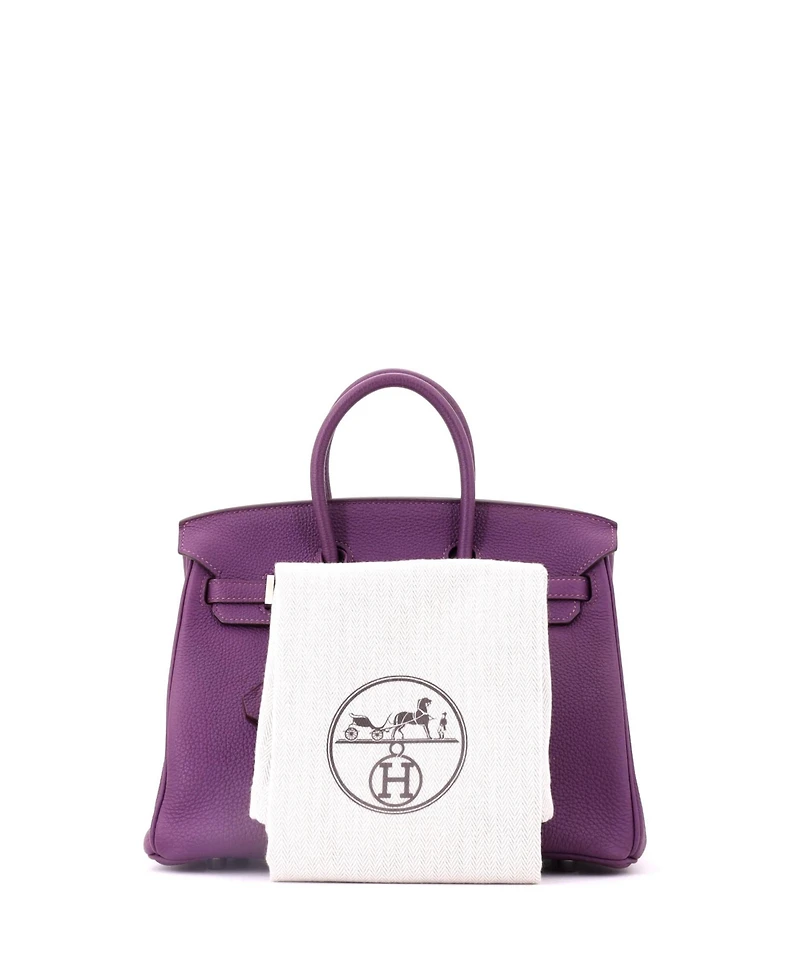 Pre-Owned HERMES Birkin 25 Handbag Purple Togo with Palladium Hardware