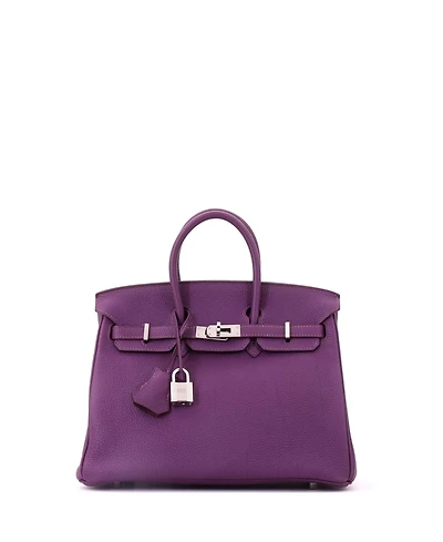 Pre-Owned HERMES Birkin 25 Handbag Purple Togo with Palladium Hardware