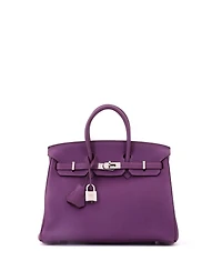 Pre-Owned HERMES Birkin 25 Handbag Purple Togo with Palladium Hardware